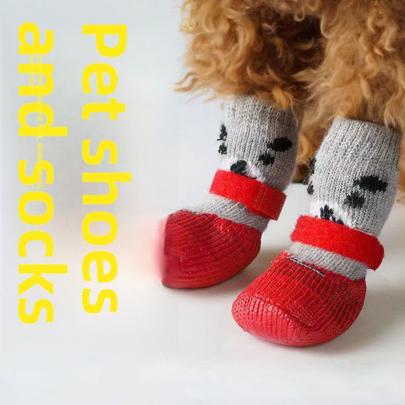 Waterproof silicone dog socks set of four, available in 3 colours, image 1