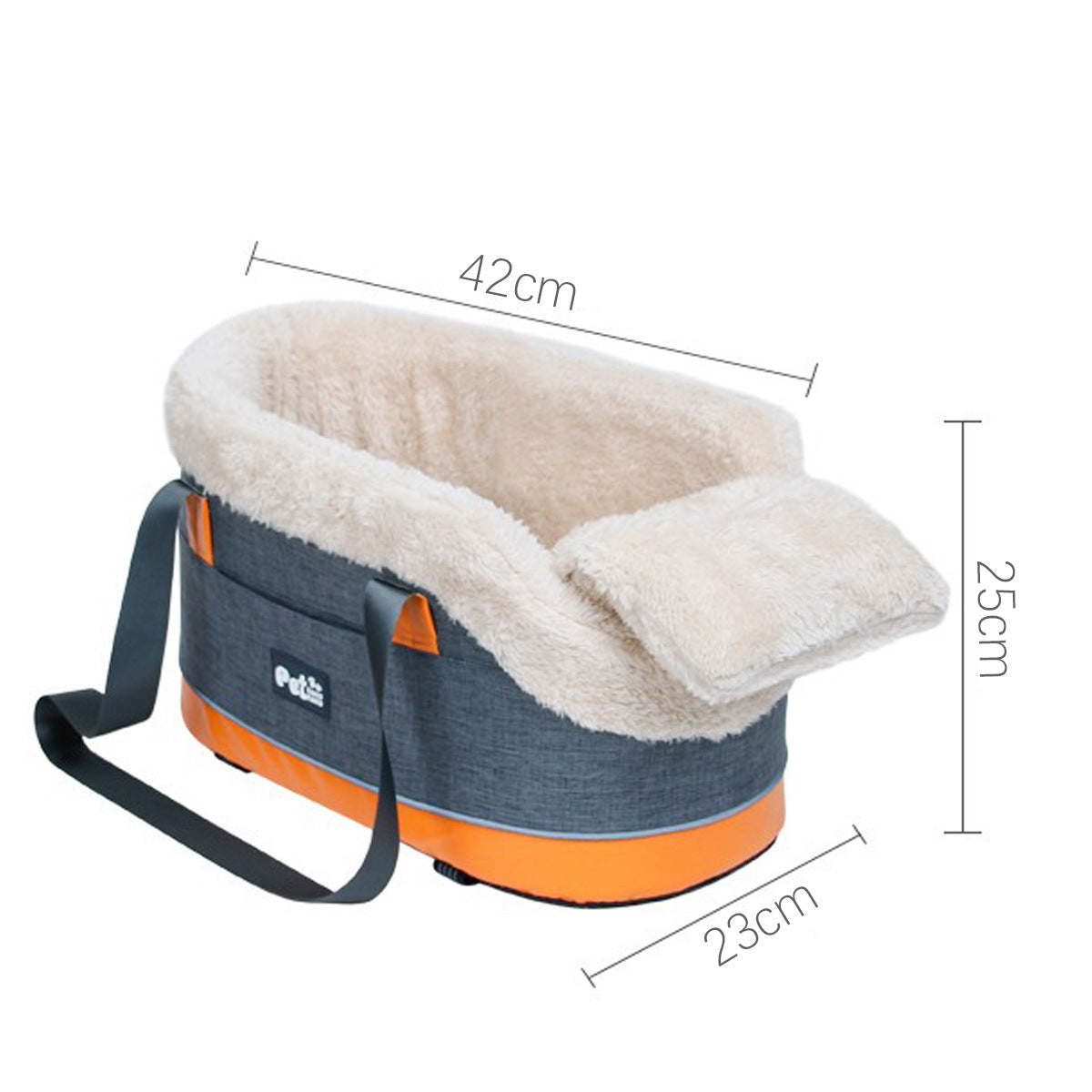 Portable grey pet car seat nest for small dogs, product image 5