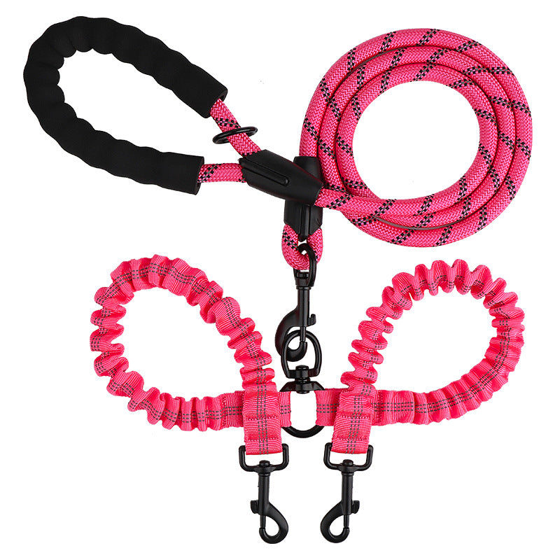 Tangle free twin dog lead shown in bright colour options