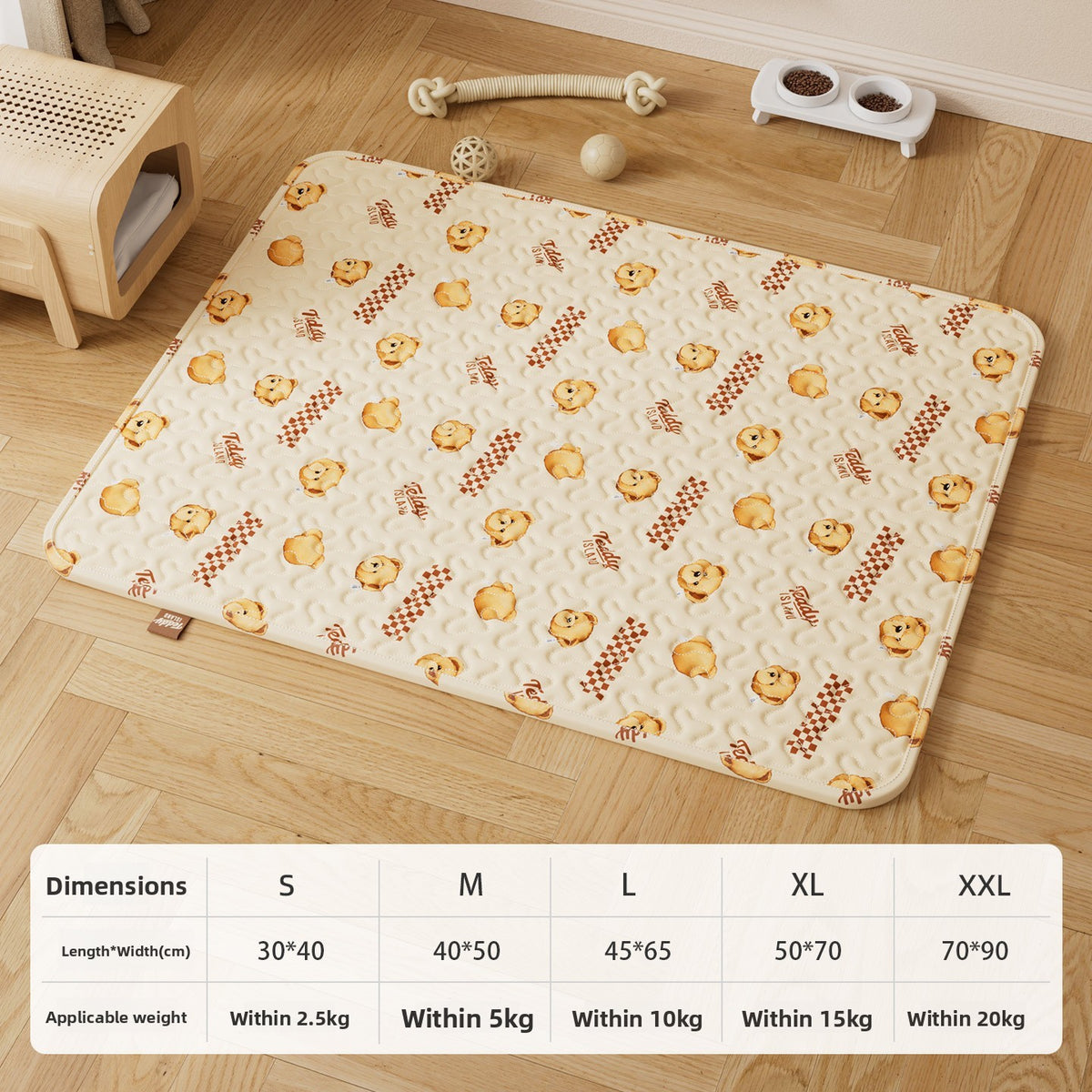 Soft suede pet blanket with cute bear pattern, product image 36