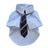 Smart pet shirt with striped tie in Vintage Green, showing size and shape