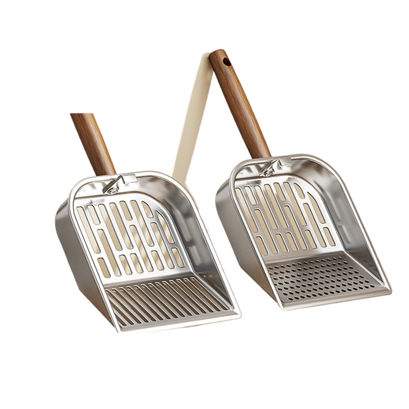 Long Handle Cat Litter Shovel in Stainless Steel or Plastic