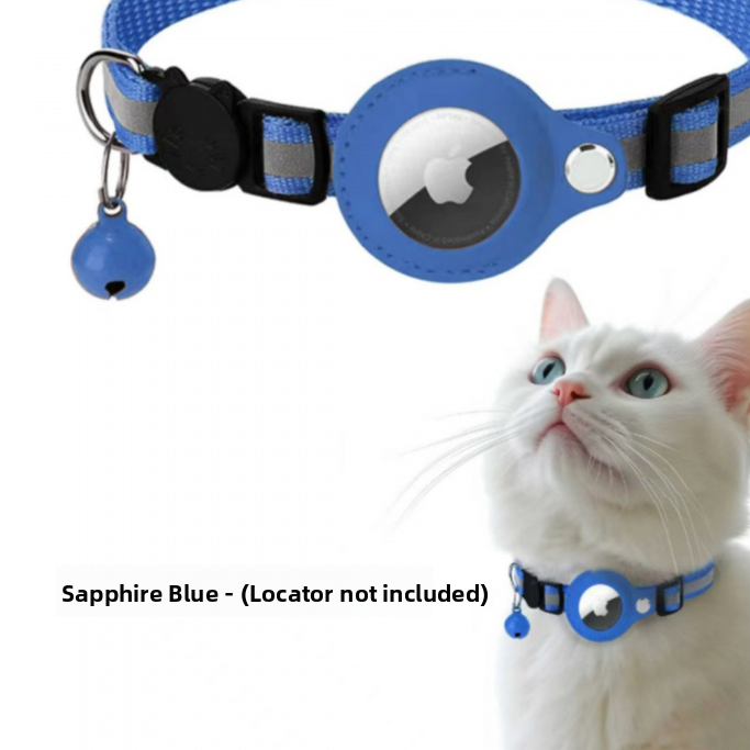 Slim polyester cat collar with bell and AirTag holder, tag not included, product image 2