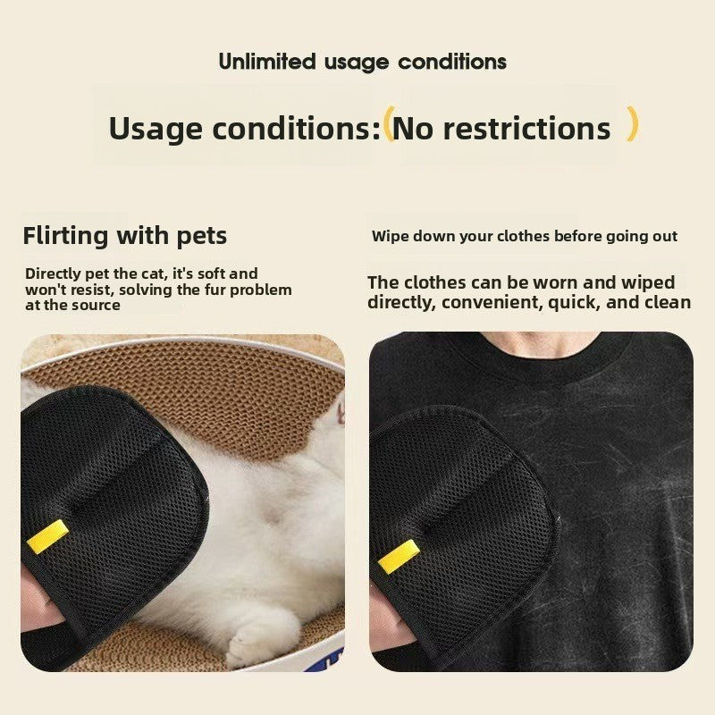 Static Pet Hair Removal Mitts, Two-Way Grooming Gloves