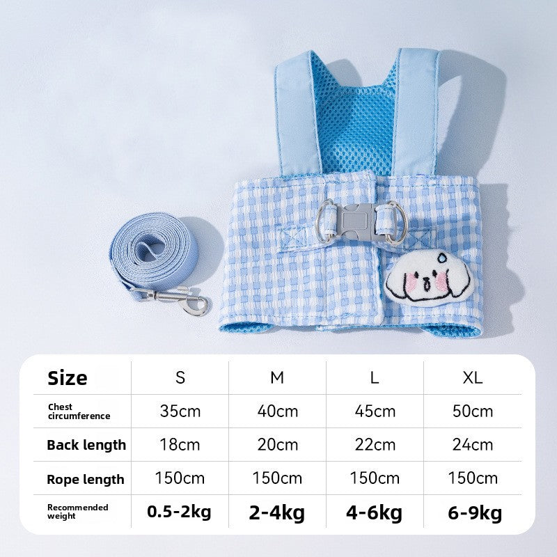 Denim harness and lead set with fun prints, 4 sizes available