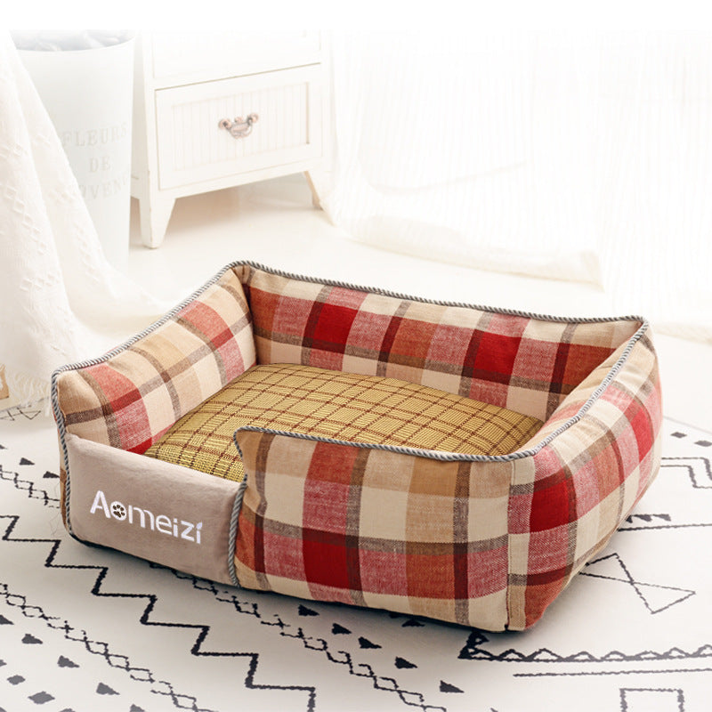 Check pattern pet nest bed with removable washable cover, photo 26 of 77