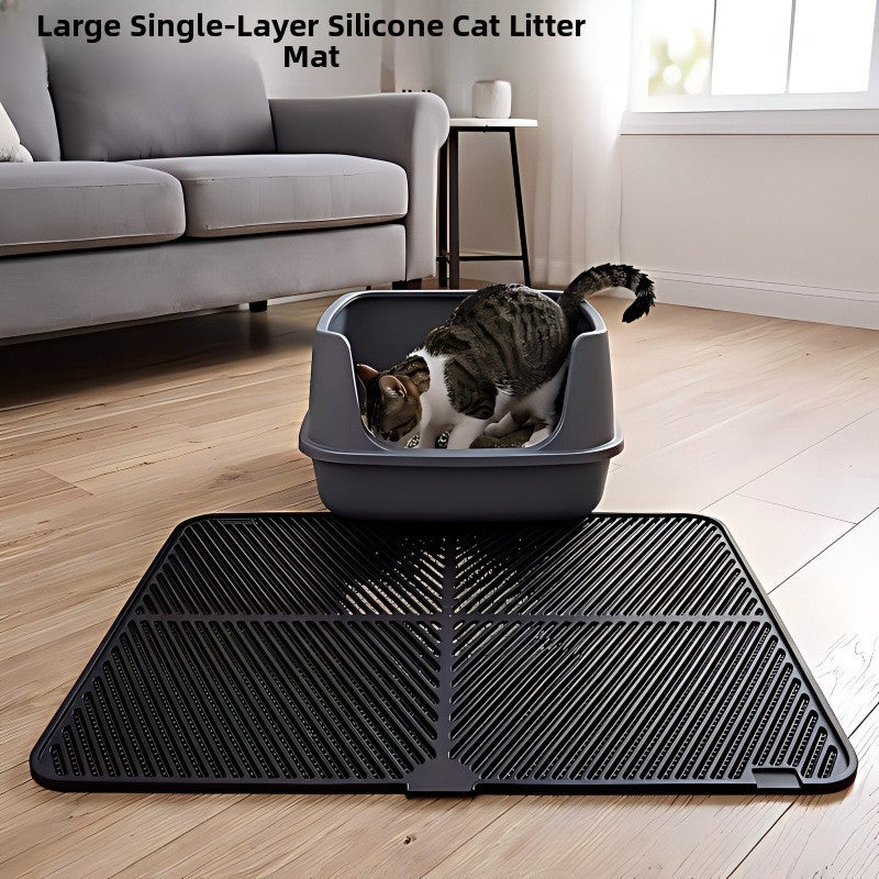 Foldable Non-Slip Silicone Cat Litter Mat, Easy to Clean