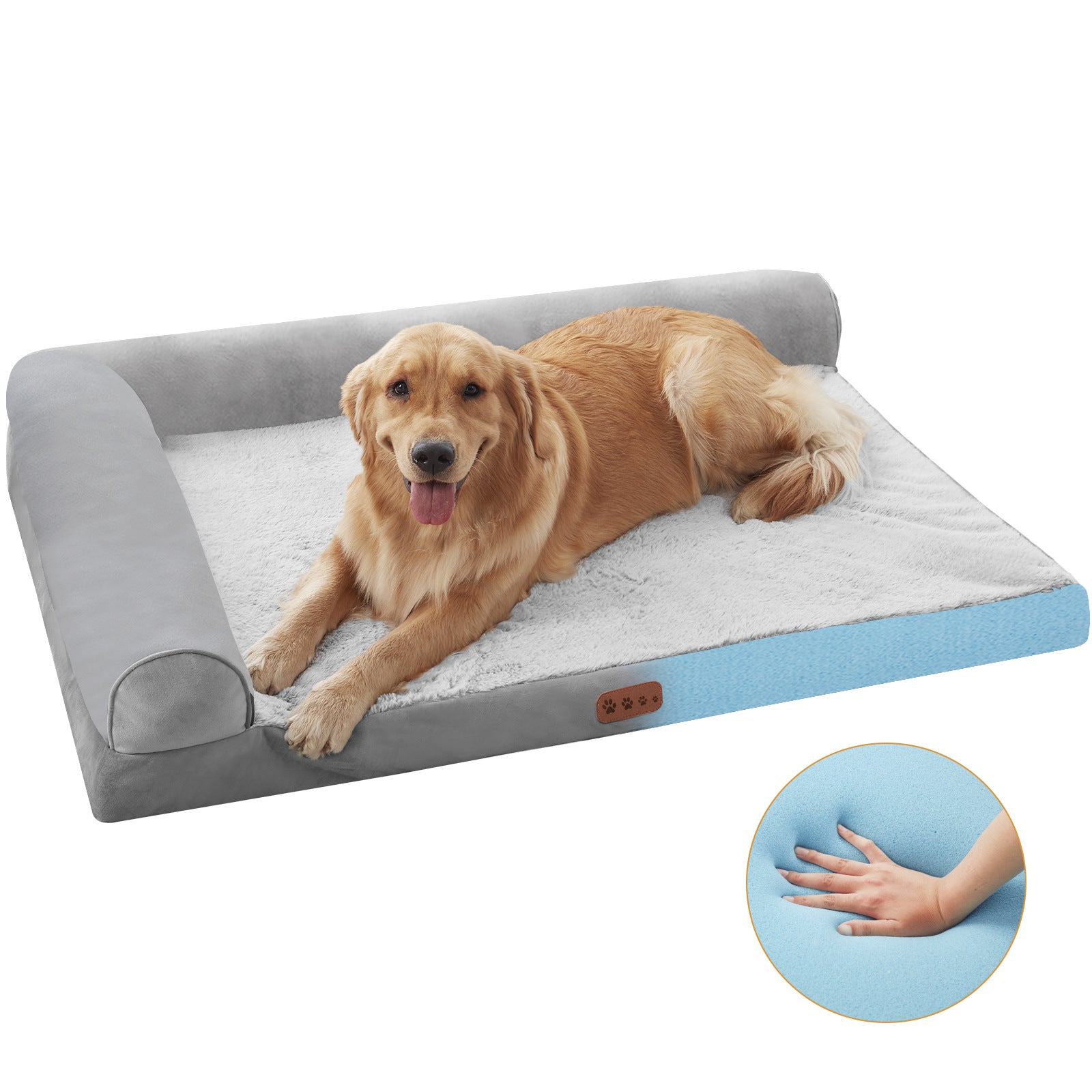 Light grey memory foam pet mat with removable washable cover, photo 5
