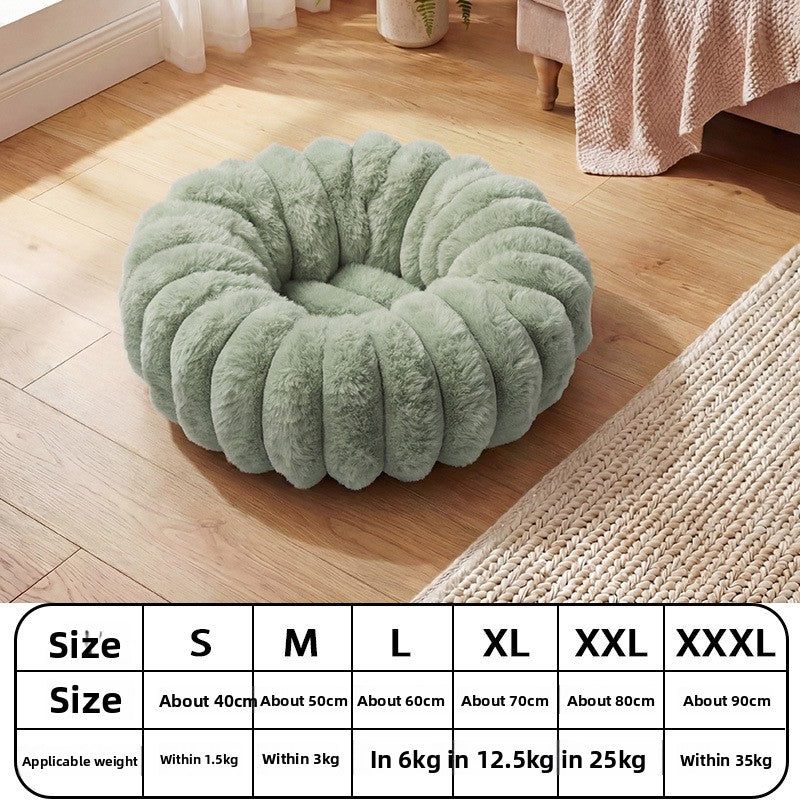 Grey bear paw shaped round plush pet bed, view 73