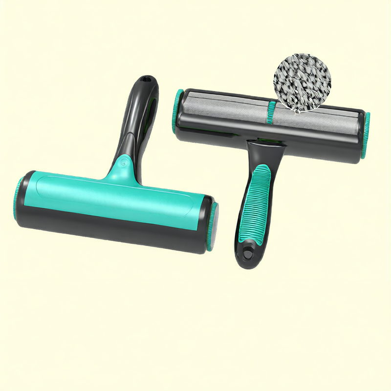 Reusable pet hair remover brush in lake blue