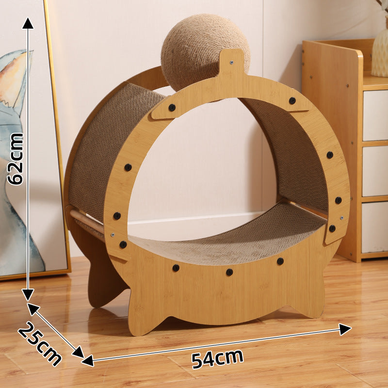 Corrugated cardboard cat scratcher rocking lounge with mat, photo 13 of 29
