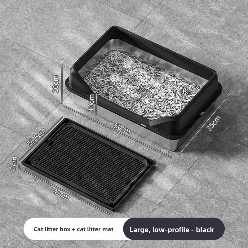 Extra Large Stainless Steel Cat Litter Box with Anti-Splash Cover
