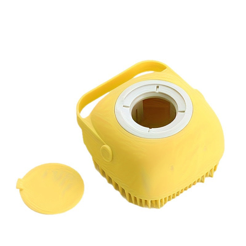 Silicone Dog Bath Brush with Shampoo Dispenser, Soft Massage Bristles