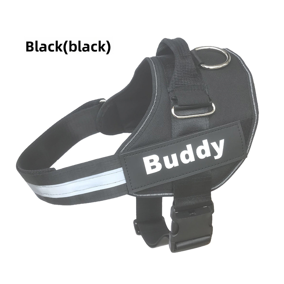 Red dog harness with reflective trim for evening walks