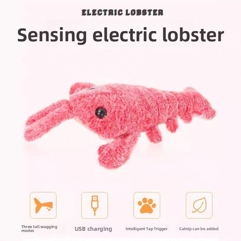 USB rechargeable jumping plush shrimp toy for cats and dogs, view 2
