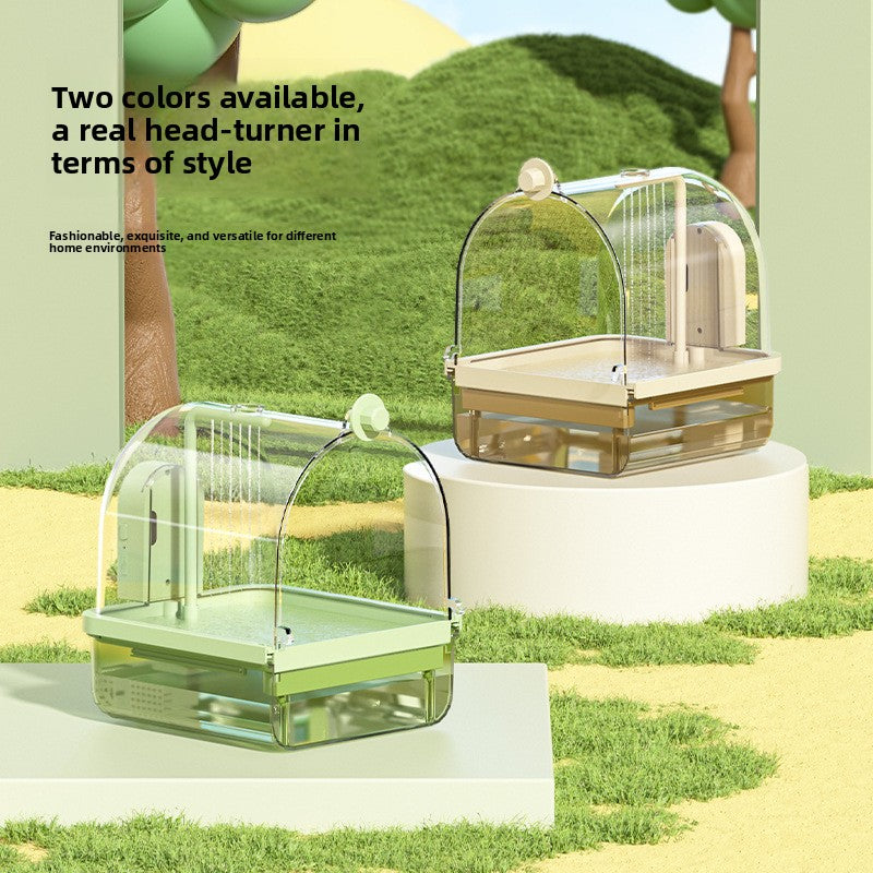 Cage-Mounted Bird Bath Basin with Optional Sensor Version