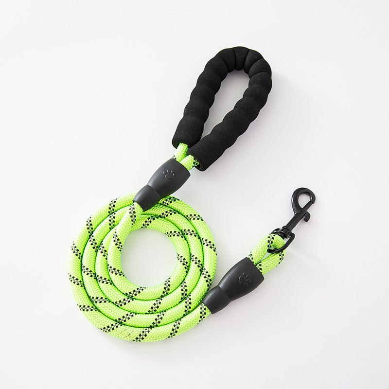 Reflective nylon dog lead in sky blue with metal clip