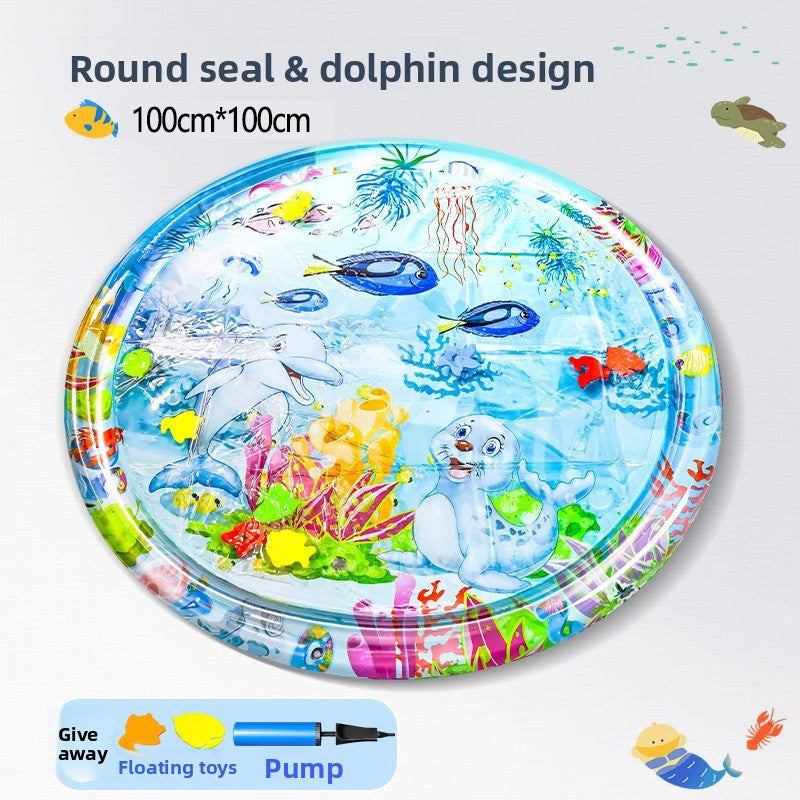Water-filled inflatable pet cooling pad with sea print, photo 10 of 10