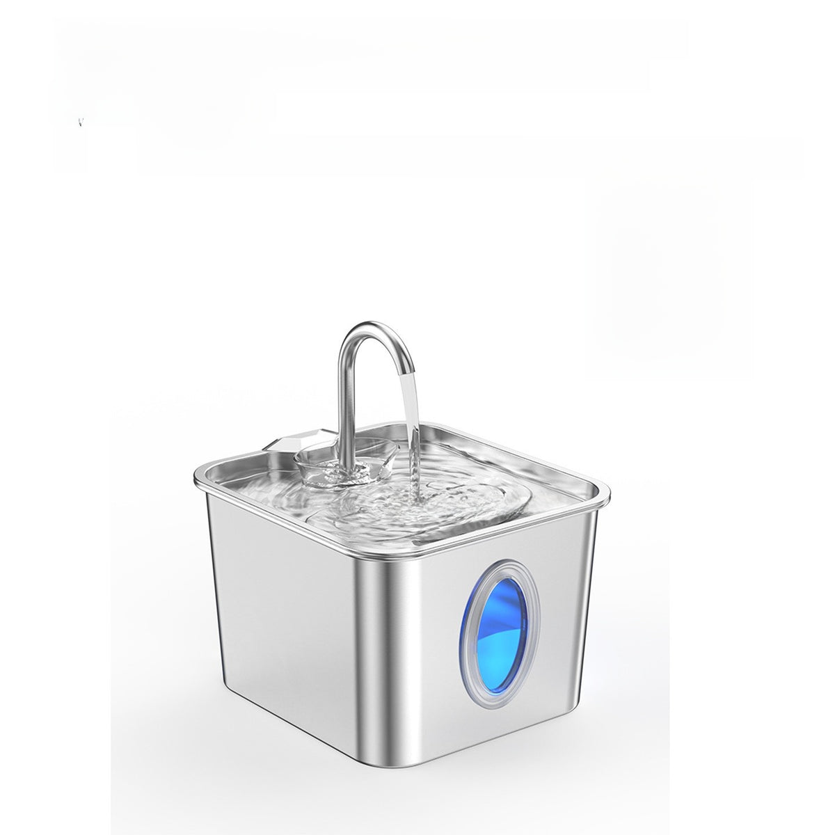 304 Stainless Steel Pet Water Fountain with Faucet Spout and Viewing Window, 2.2L or 3.2L