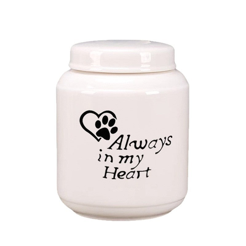 Ceramic Pet Memorial Urn with Sealed Lid and Paw Print Design for Pets 12-20kg