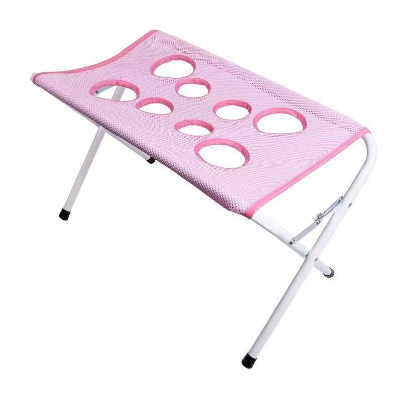 Detachable grooming hammock for cats and small dogs in pink and grey