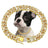 Rhinestone Cuban chain pet collar in Rose Gold, side view