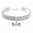 Three row rhinestone elastic collar in pink on a small dog