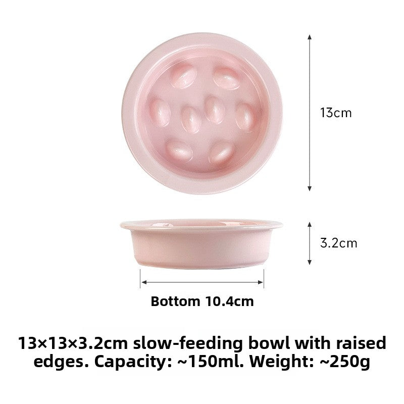 Ceramic Slow Feeder Pet Bowl with Removable Yogurt Box and Non-Slip Base in Seven Colours
