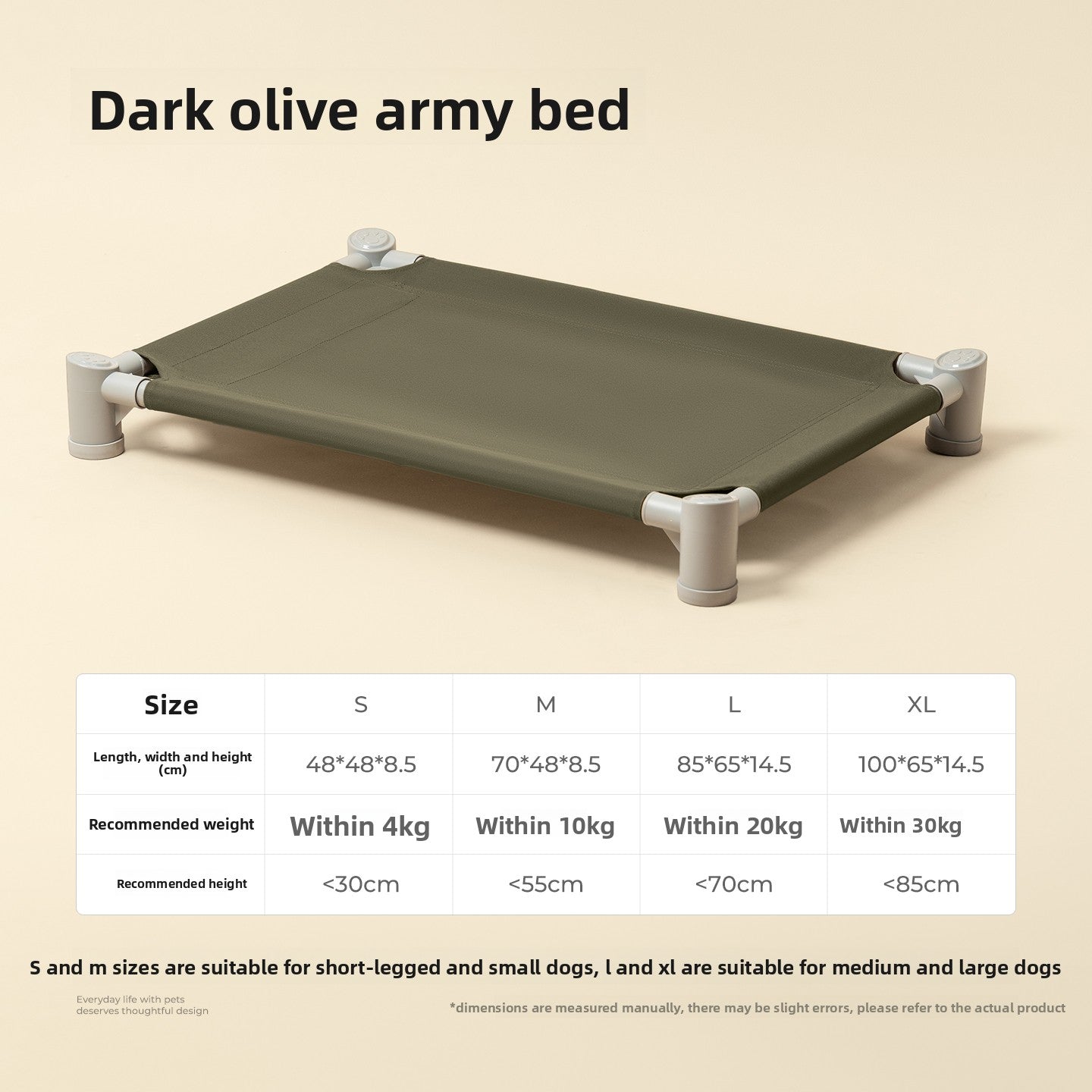 Waterproof raised dog cot with removable cover, extra detail view