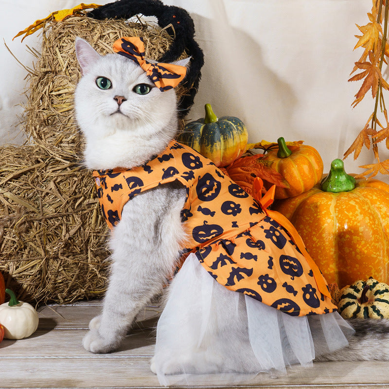 Halloween and Christmas pet dress for dogs and cats, close-up detail