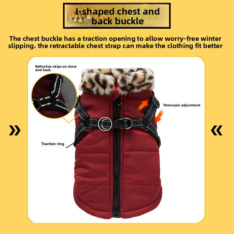 Reflective waterproof dog coat with lamb fleece lining in Black Style A, side view