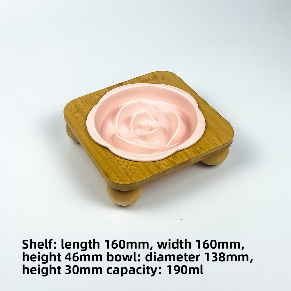 Slanted Ceramic Cat Bowl with Flower Design and Optional Stand for Neck Comfort