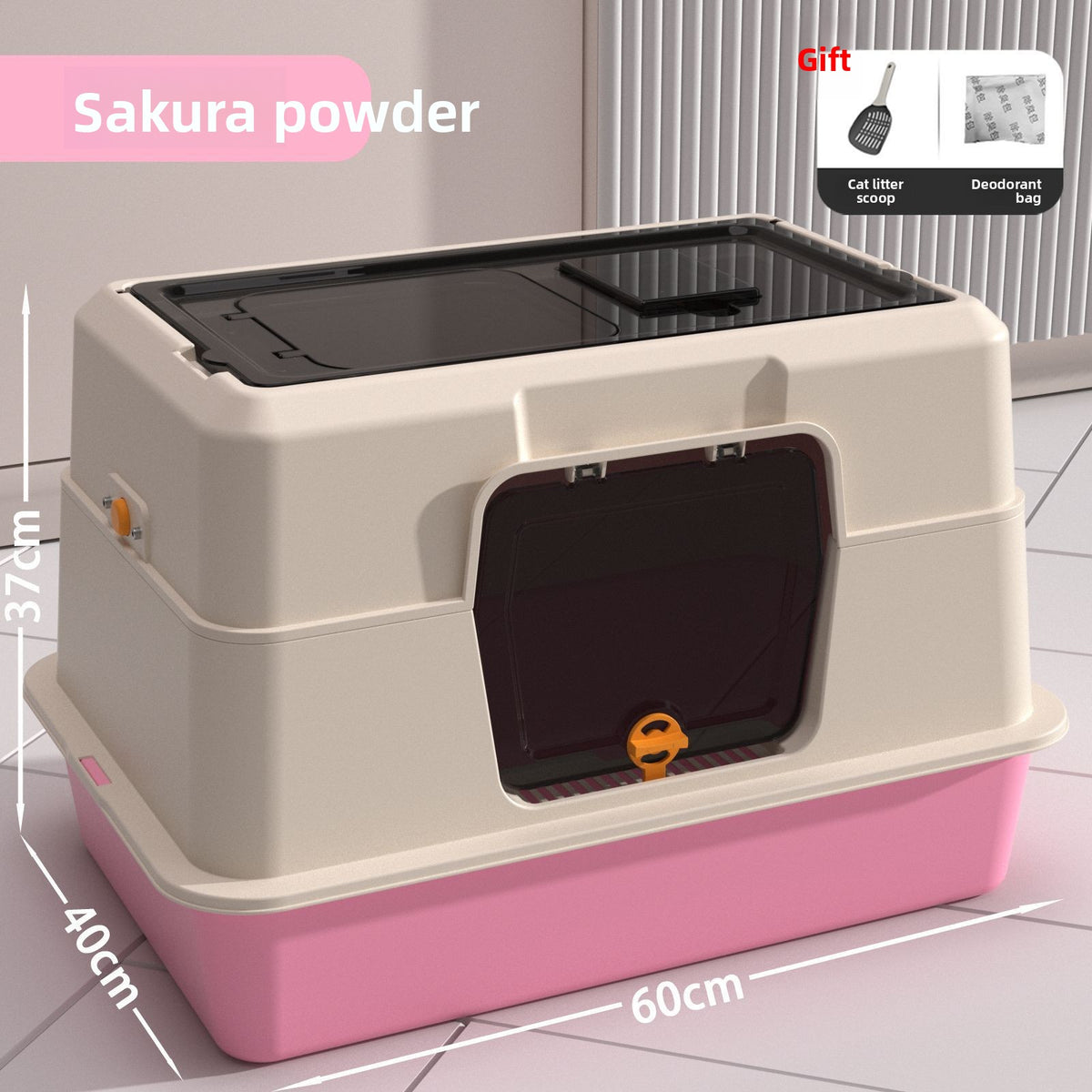 Fully Enclosed Stainless Steel Cat Litter Box, 50cm Wide