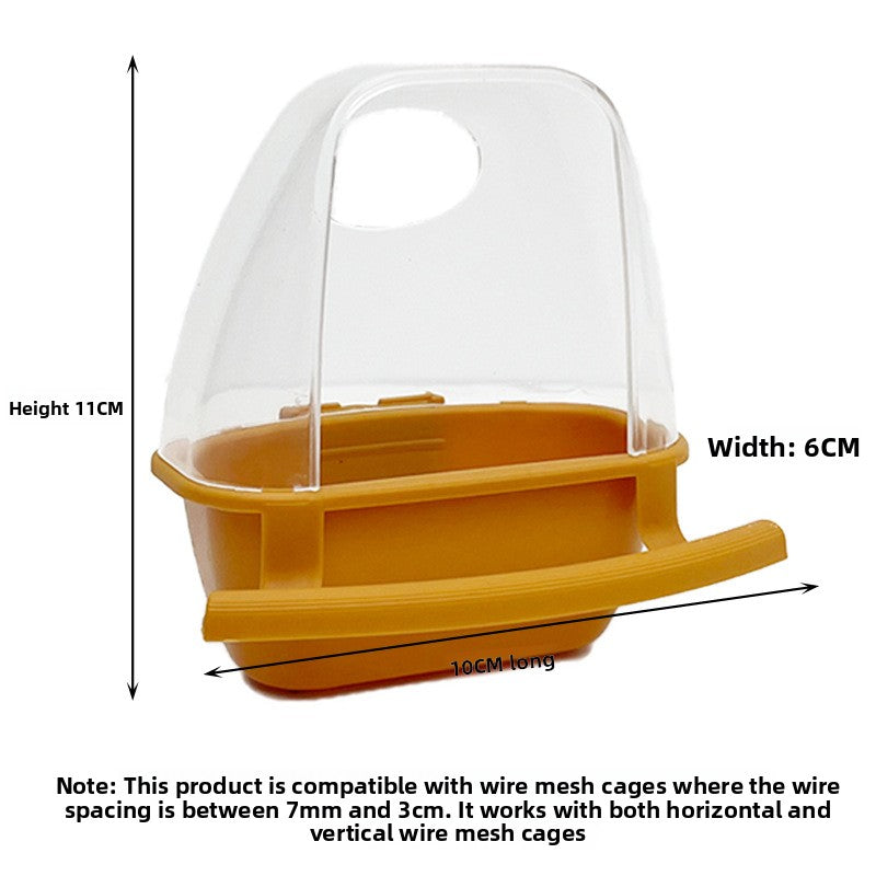 Green splash proof hanging bird feeder inside cage, view 6