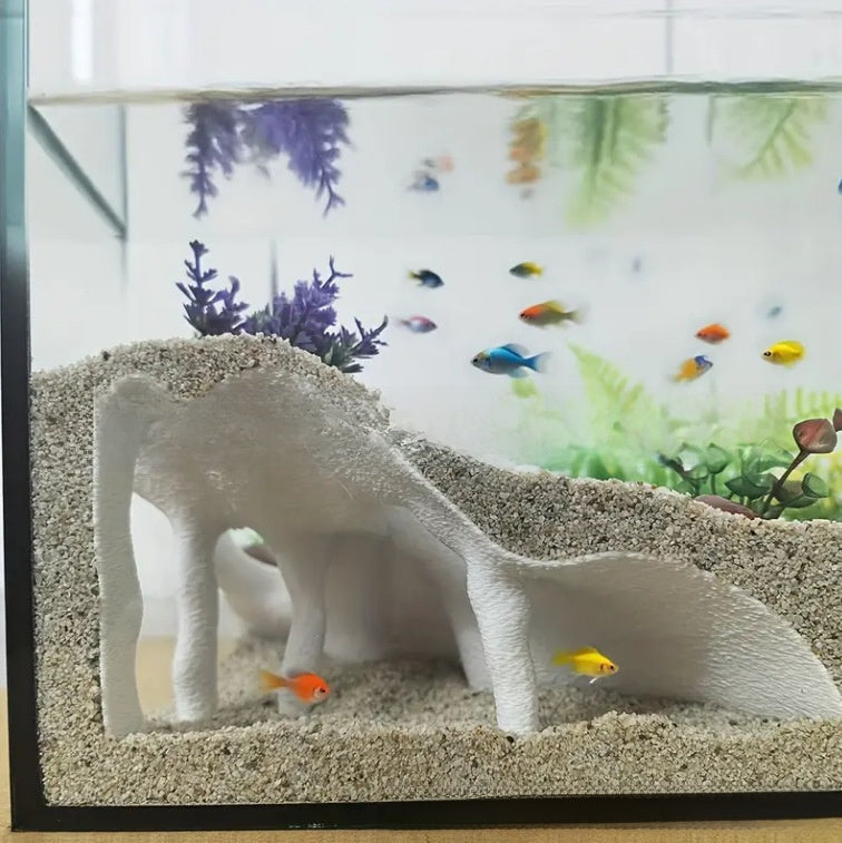 Triangle aquarium pleco cave hideout for fish tanks, view 2