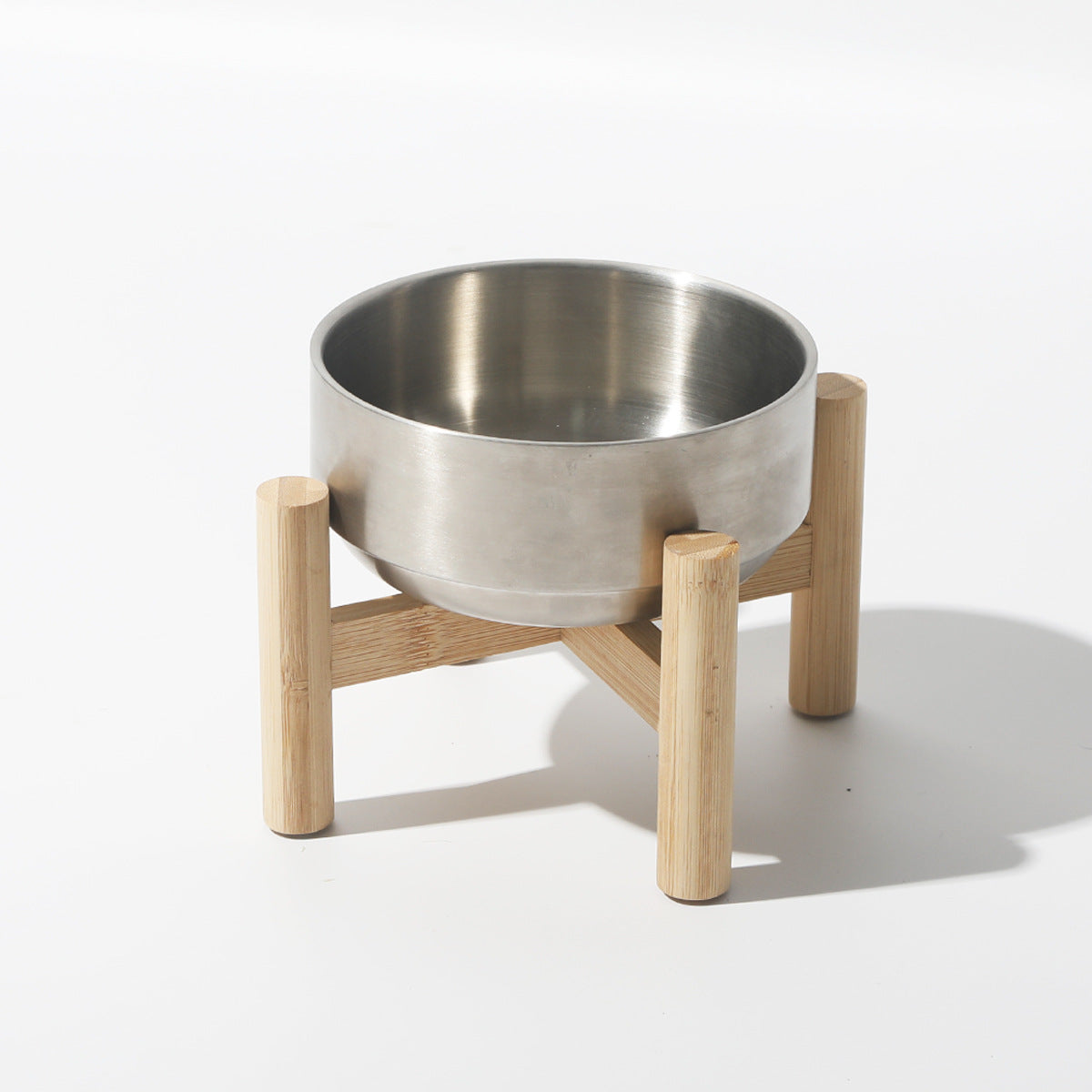 Elevated Pet Food Bowl with Removable Wooden Stand and Stainless Steel Bowl for Pets