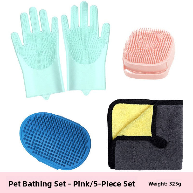 Silicone Pet Grooming and Bath Gloves Set, Anti-Scratch Protection