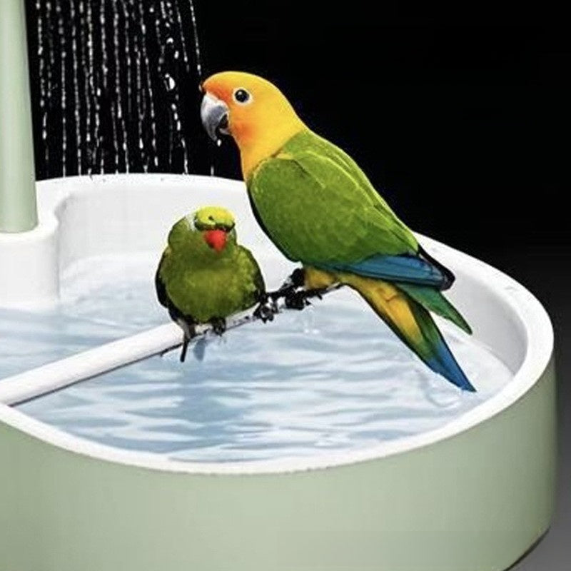Circulating bird bath shower basin with perch stand for parrots, view 4