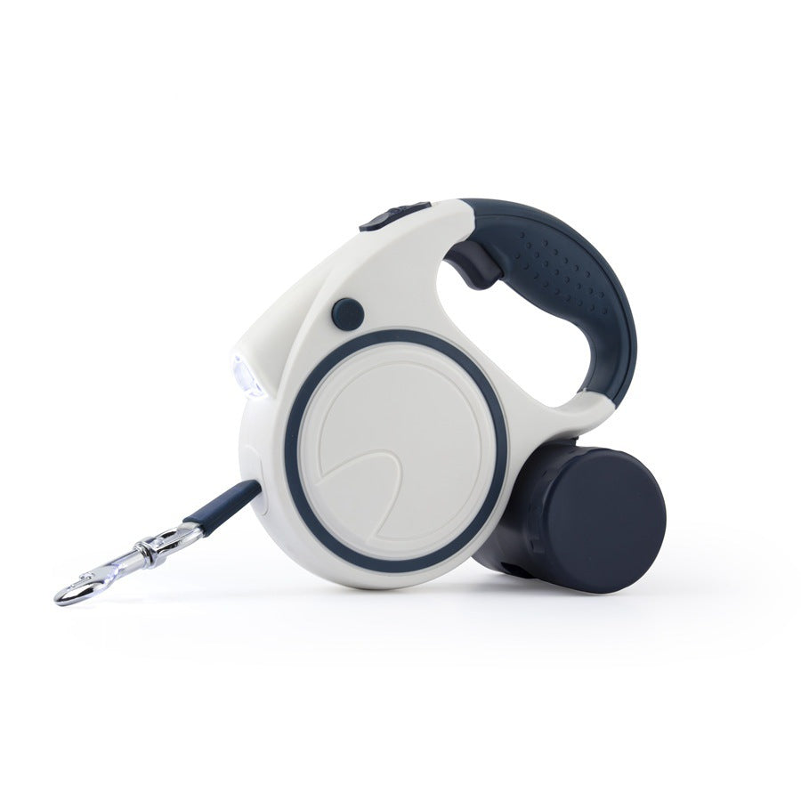 Retractable dog lead with LED light, ideal for night walks