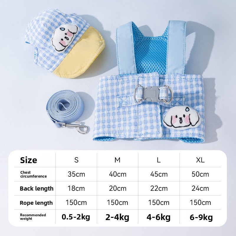 Denim harness and lead set with fun prints, 4 sizes available