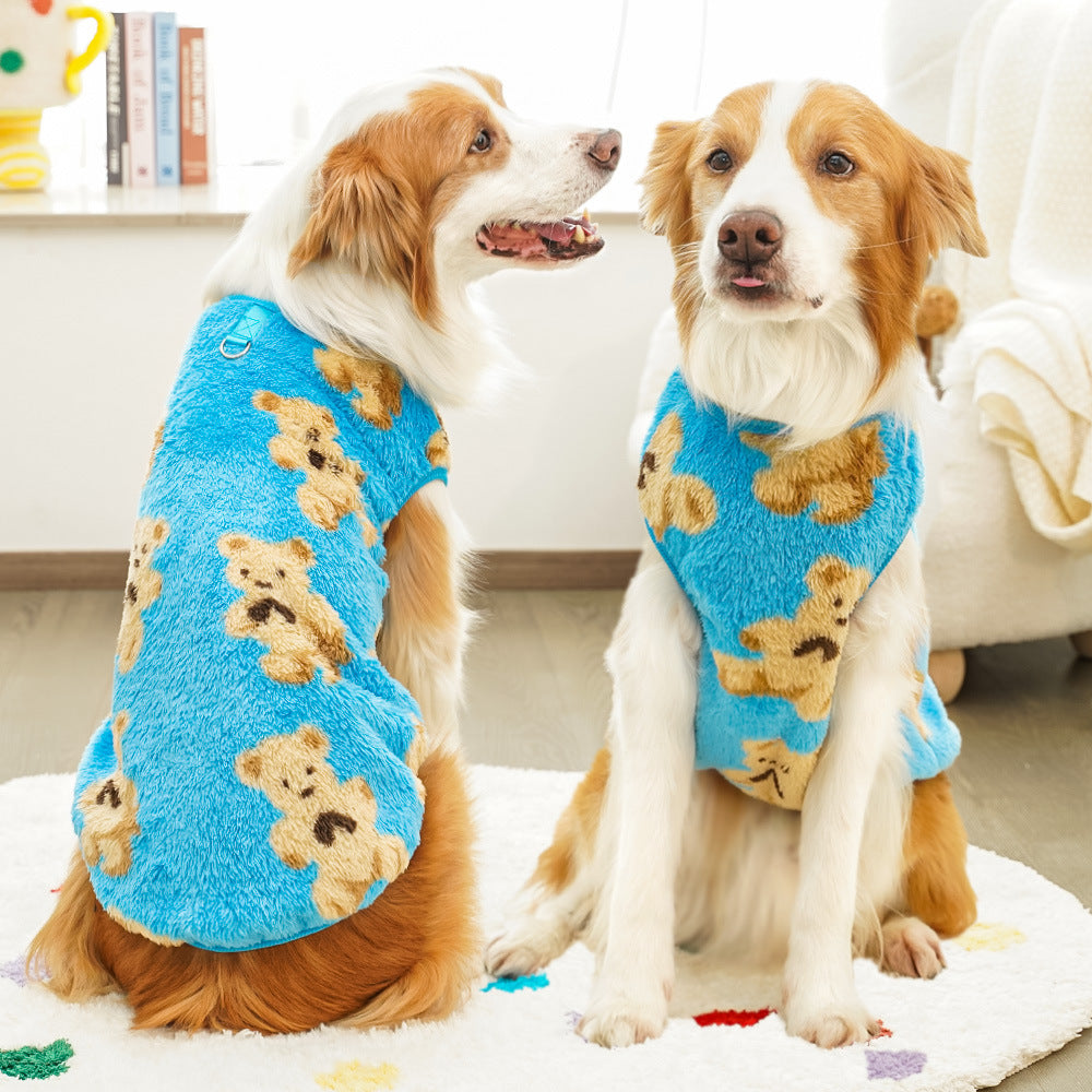 Cartoon bear pet sweatshirt for dogs and cats in White Bear, front view