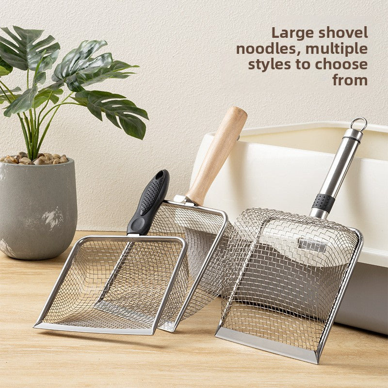Stainless Steel Cat Litter Scoop with Fine Mesh, Handle Options