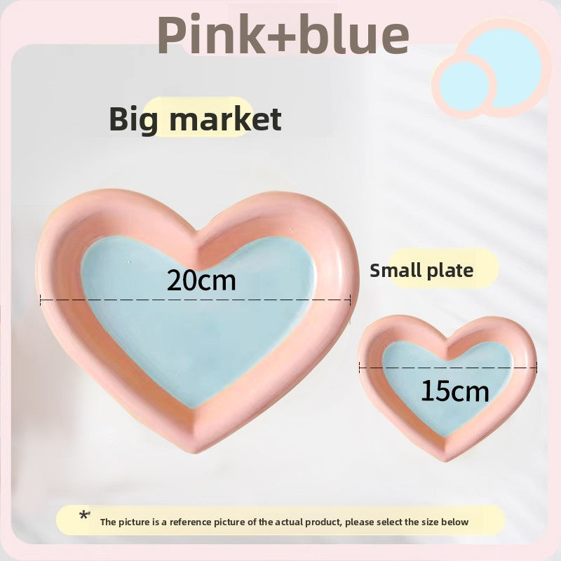 Shallow ceramic pet food plate with cute bear design in blue and pink, view 45