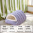 Enclosed warm cat nest with checked fabric and removable cushion, view 8 of 12