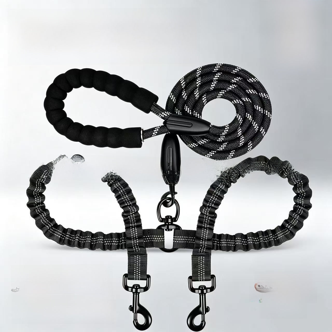 Double-ended nylon dog lead in 10 colour options