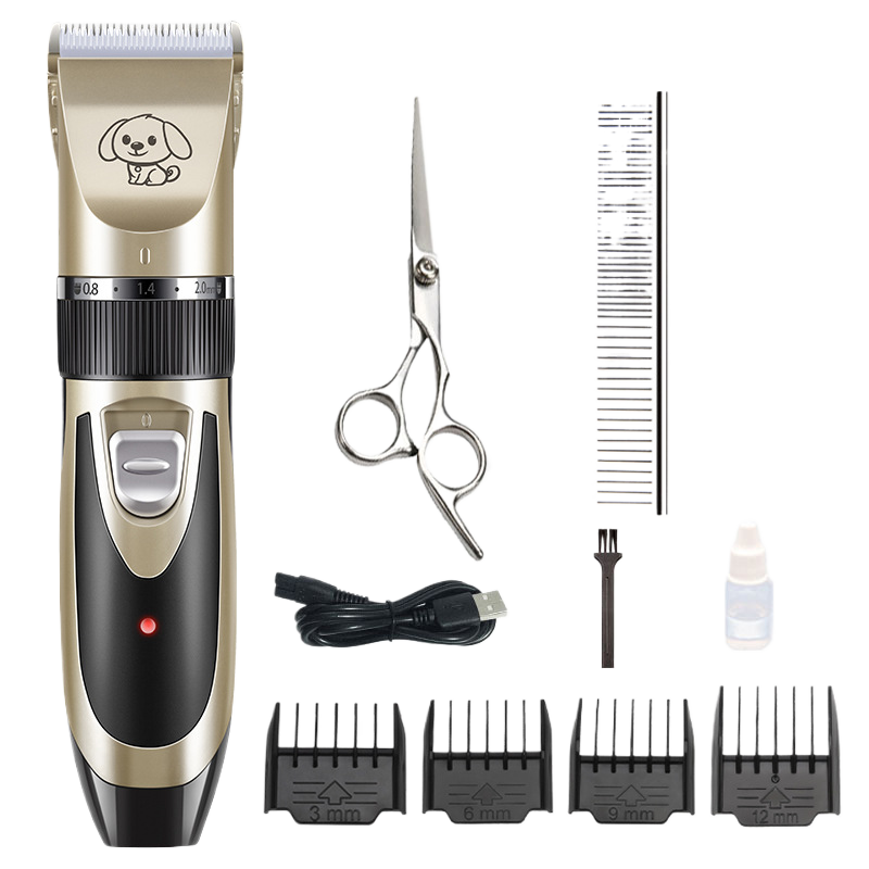 Cordless Pet Hair Clipper Set with Scissors and Comb Attachments