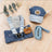 Denim and check pet harness and hat set, available from Pet Royale UK