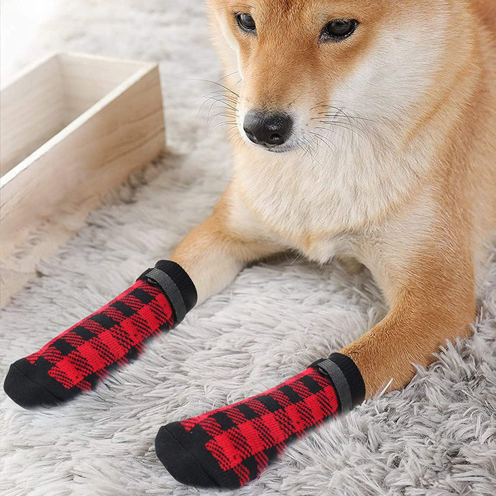 Anti-slip cotton dog socks pack of four with paw print, product image 3