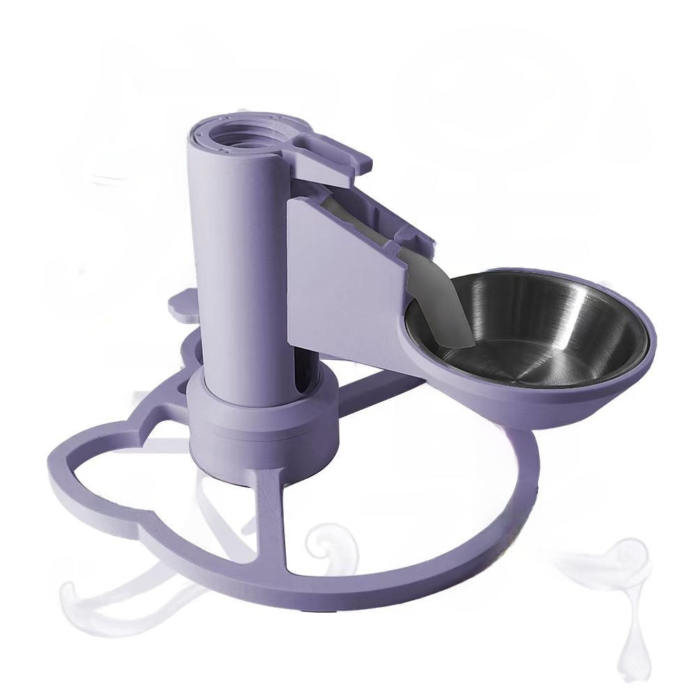 Gravity pet water dispenser bowl with anti-tip base in Raised Steel Bowl, Purple