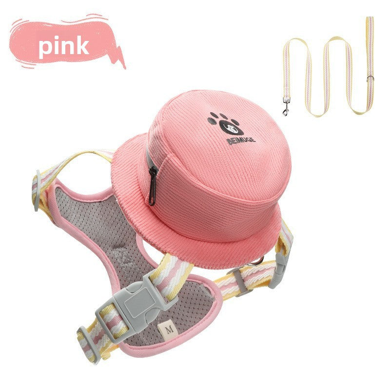 Small dog harness with backpack and lead, ideal for everyday use